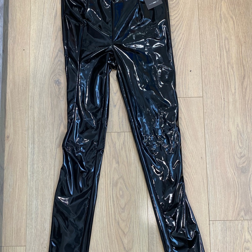 Faux leather fitted high waist pants
